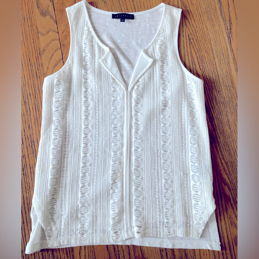 Sanctuary white shell top with detailed design